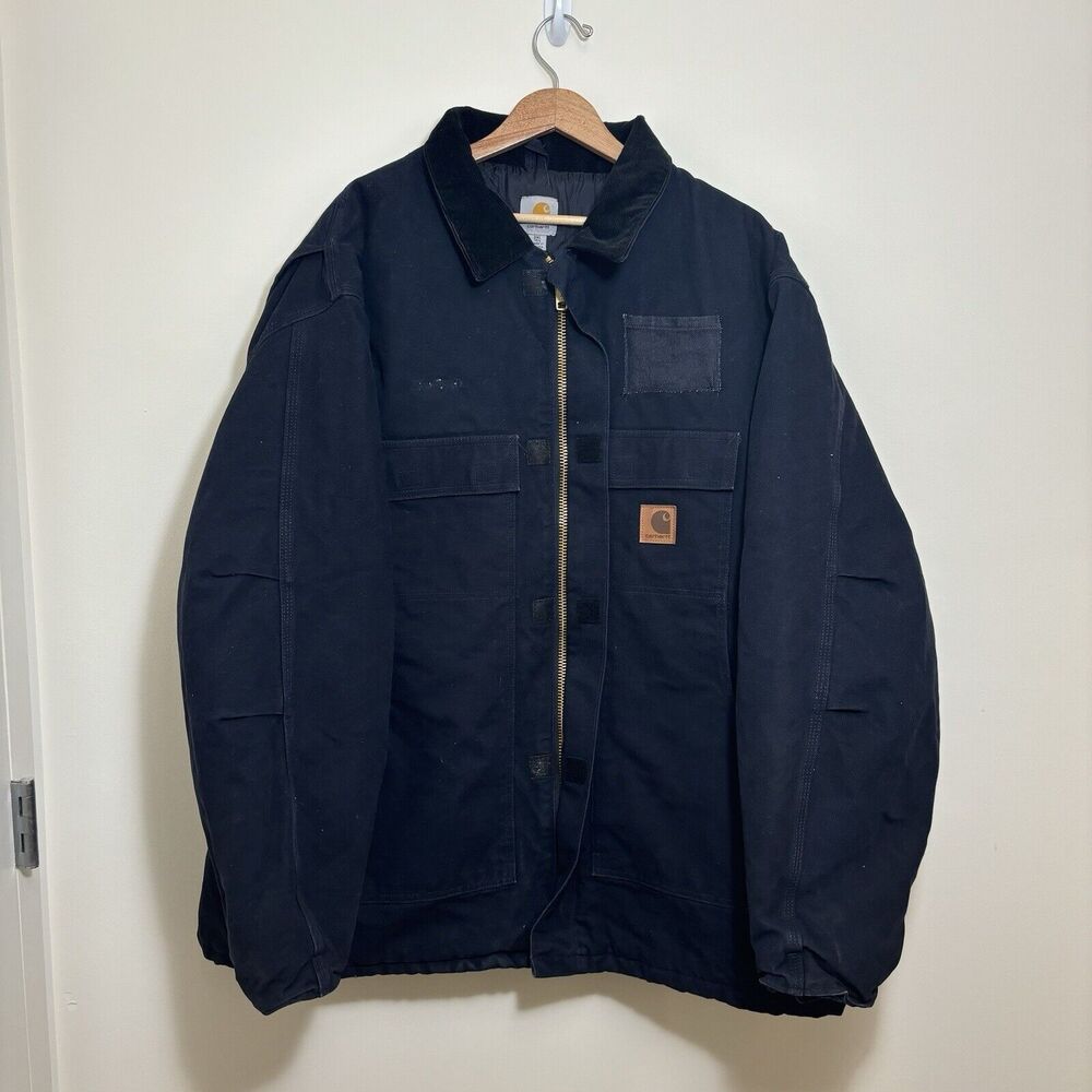 VTG Carhartt Jacket Sandstone Duck Arctic Quilt Lined C26 MDT Dark Blue 3XL Tall